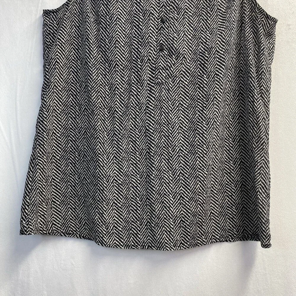 J. Crew Black and White Monochrome Pattern Sleeveless Blouse - Picture 14 of 16